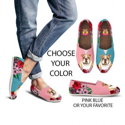English Bulldog Women Shoes, Custom Picture, Dog..