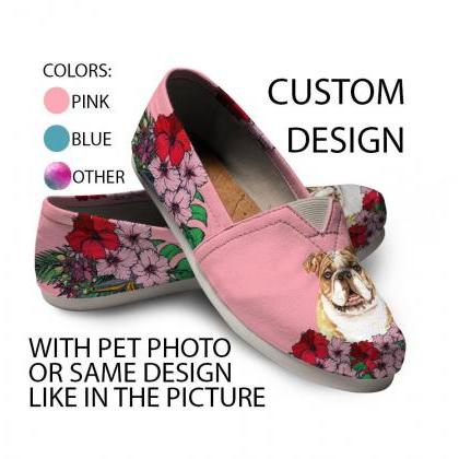 English Bulldog Women Shoes, Custom Picture, Dog..