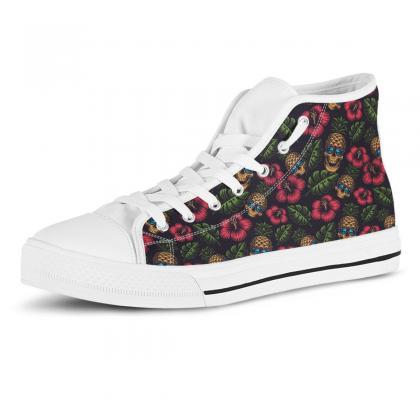 Pineapple Skull High Top Shoes, Fruit Shoes, Women..