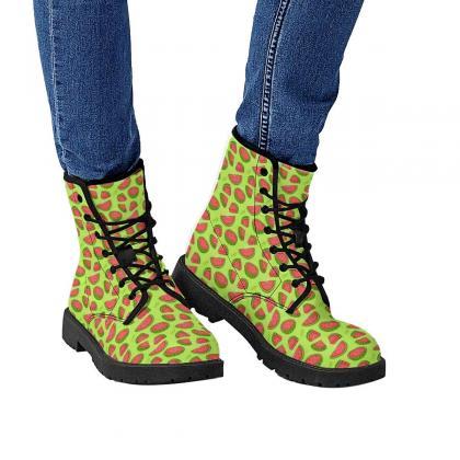 Watermelon Boots, Watermelon Fruit Leather Boots,..
