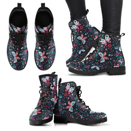 Butterfly Pattern Boots Handcrafted Women Boots,..