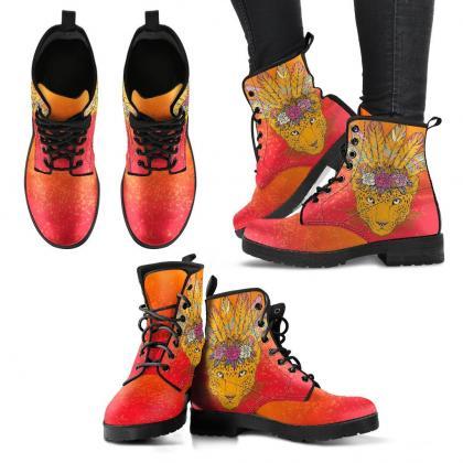 Boho Cat Boots Handcrafted Women Boots, Vegan..