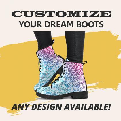 Bohemian Rainbow (white) Boots Handcrafted Women..