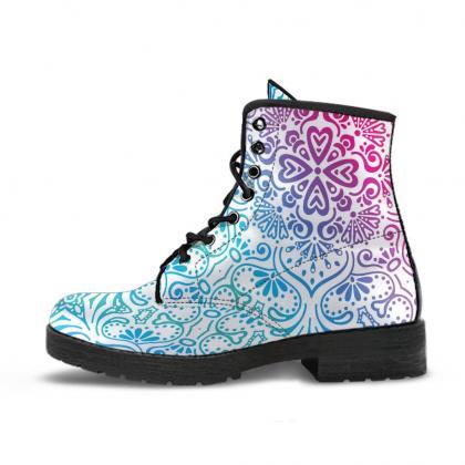Bohemian Rainbow (white) Boots Handcrafted Women..