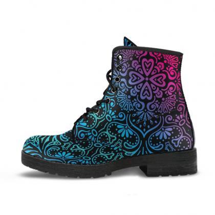 Bohemian Rainbow (black) Boots Handcrafted Women..
