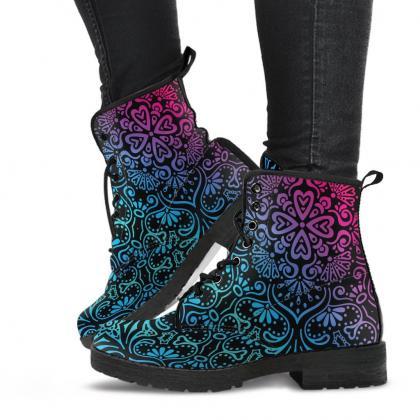 Bohemian Rainbow (black) Boots Handcrafted Women..