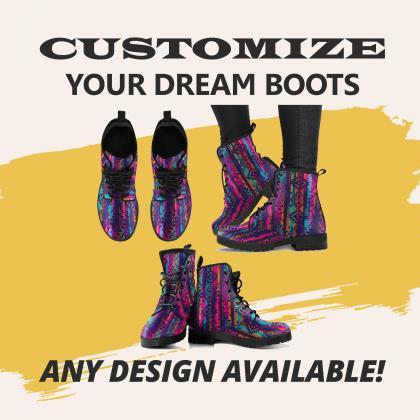 Aztec Pink Boots Boots, Vegan Leather Boots,..