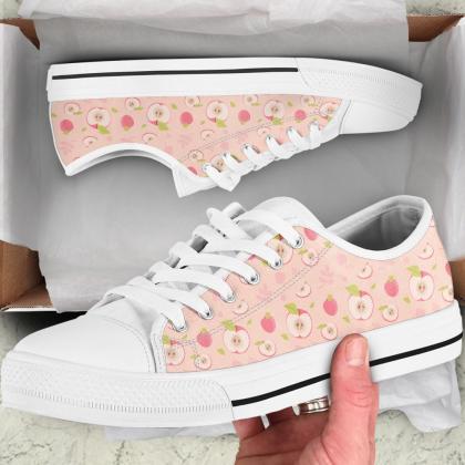 Apple Low Top Shoes, Custom Fruits Shoes, Apples..