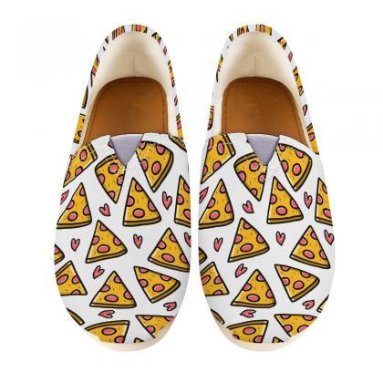Pizza Casual Shoes, Kawaii Women Casual Shoes, Big..