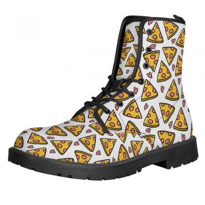 Pizza Boots, Kawaii Leather Boots, Handcrafted..