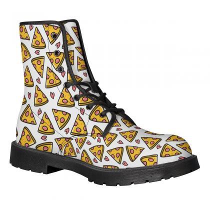 Pizza Boots, Kawaii Leather Boots, Handcrafted..