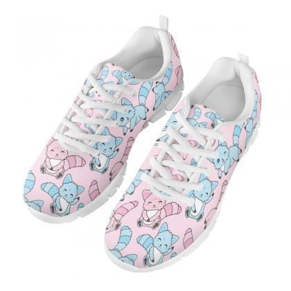 Cute Cat Shoes, Custom Kitty Shoes, Women Donut..