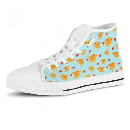 Cute Chicken High Top Shoes, Custom Chick Shoes,..