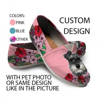 Miniature Schnauzer Shoes, Custom Picture, Dog..