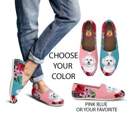 Bichon Frise Casual Women Shoes, Custom Picture,..