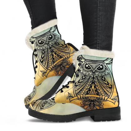 Owl tribal Boots Handcrafted women ..