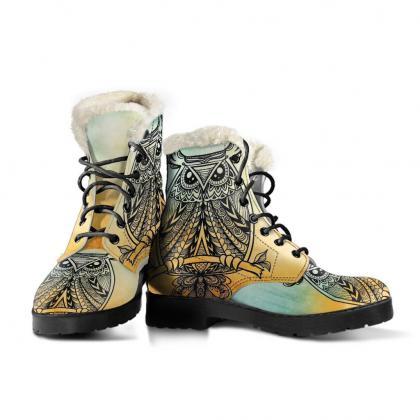 Owl tribal Boots Handcrafted women ..