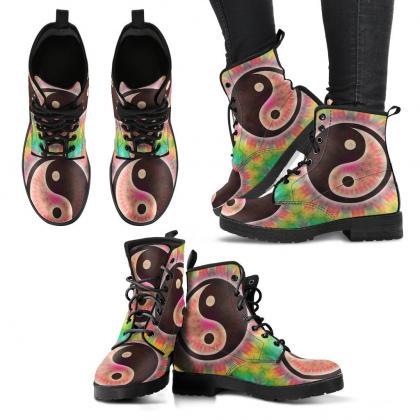 Yin Yang Mandala Boots Handcrafted Women Boots,..
