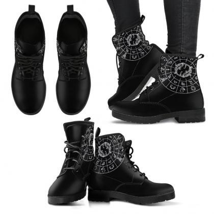 Pisces Black Zodiac Boots Handcrafted Women Boots,..