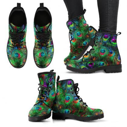 Peacock Feathers Boots Handcrafted Women Boots,..