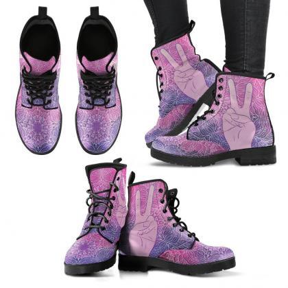 Peace Mandala Boots Handcrafted Women Boots,..