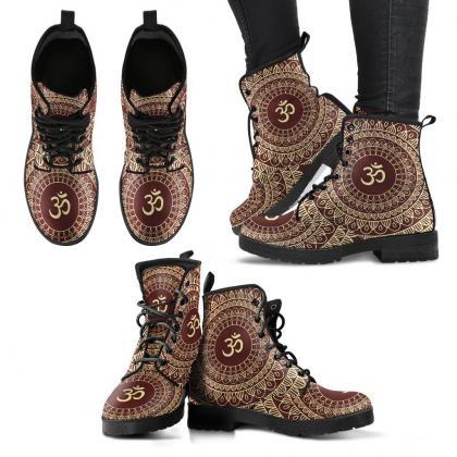 Ohm Mandala Fractal Boots Handcrafted Women Boots,..