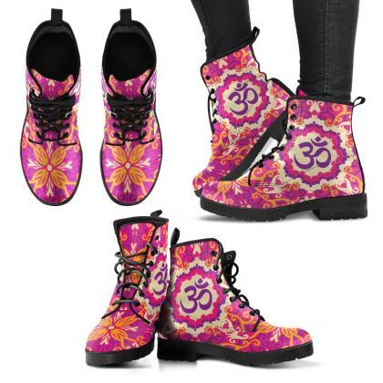 Ohm Mandala Fractal Boots Handcrafted Women Boots,..