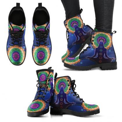 Mandala Chakra Boots Handcrafted Women Boots,..