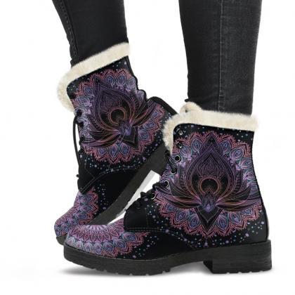 Lotus Winter Boots Handcrafted Women Boots, Vegan..