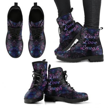 Live Love Laugh Boots Handcrafted Women Boots,..