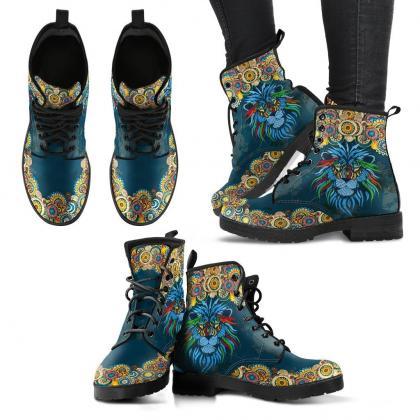 Lion Paisley Boots Handcrafted Women Boots,..