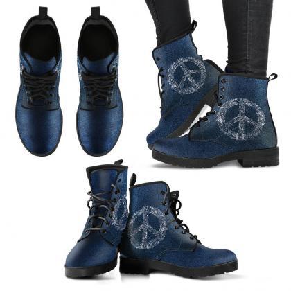 Leather Peace Boots Handcrafted Women Boots,..
