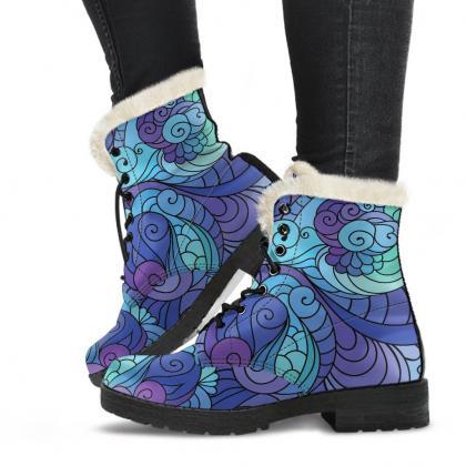 Henna Winter Boots Handcrafted Women Boots, Vegan..