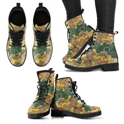 Hena Floral Women Boots, Vegan Leather Boots,..