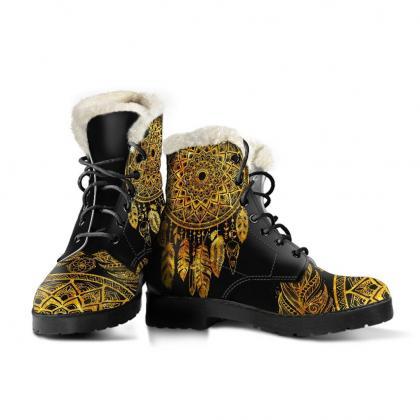 Golden Dream Catcher Winter Boots Handcrafted..