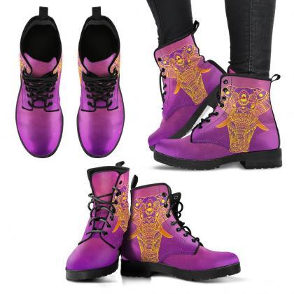 Glowing Elephant Women Boots, Vegan Leather Boots,..