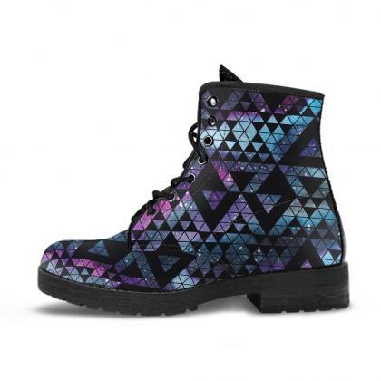 Geometric Nebula Women Boots, Vegan Leather Boots,..