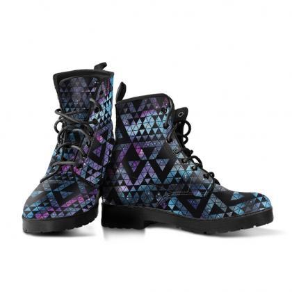 Geometric Nebula Women Boots, Vegan Leather Boots,..