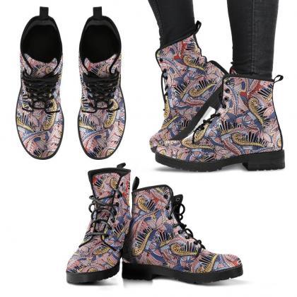 Funky Patterns In Pinks Women Boots, Vegan Leather..