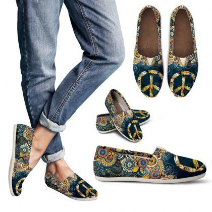 Feather Peace Mandala Slip Ons Casual Women Shoes,..