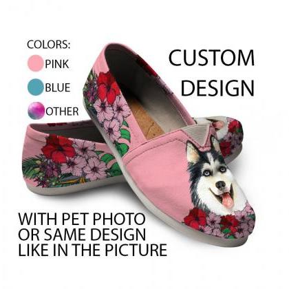Siberian Husky Shoes, Custom Picture, Dog Lovers,..