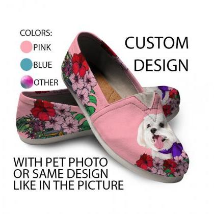 Maltese Shoes, Custom Picture, Dog Lovers, Animal..