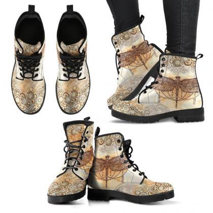 Dragonfly Paisley Boots Handcrafted Women Boots,..