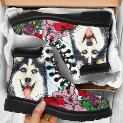 Husky Boots, Siberian Husky Lovers, Custom..