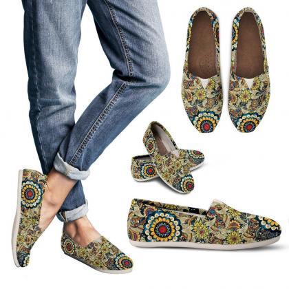 Colorful Mandala Slip Ons Casual Women Shoes,..