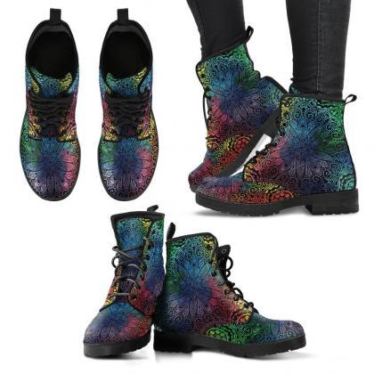 Colorful Mandala Boots Handcrafted Women Boots,..