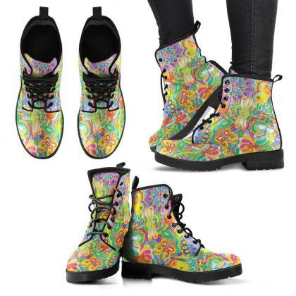 Colorful Dragonfly Boots Handcrafted Women Boots,..