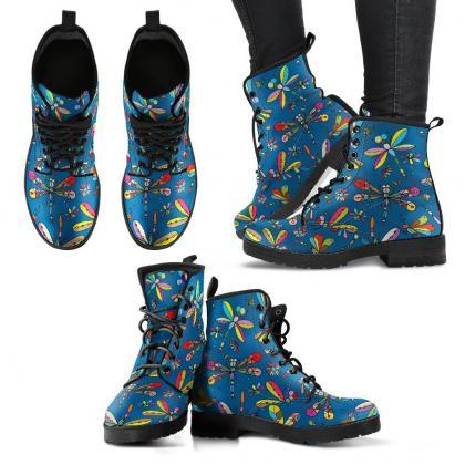Colorful Dragonfly Boots Handcrafted Women Boots,..
