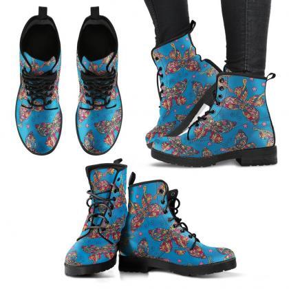 Colorful Butterfly Boots Handcrafted Women Boots,..