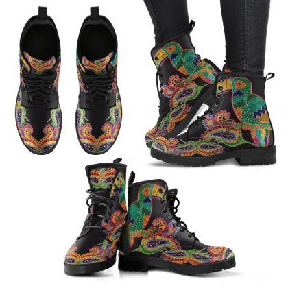 Colorful Bird Boots Handcrafted Women Boots,..